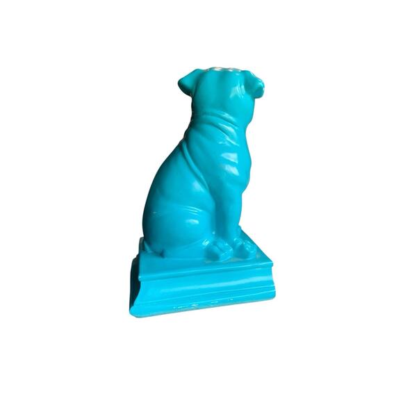 English Bulldog Statue Figurine Aqua Teal Green 8 Inch Figure Dog Decor Book - Picture 5 of 9